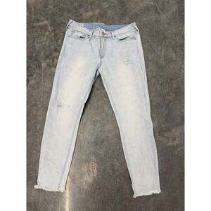 True Religion Jeans Women's 30 HALLE Mid Rise Super Skinny Light Color Zip Up